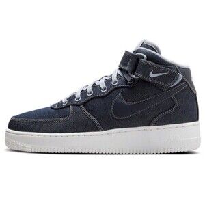 SIZE 6 WOMEN’S NIKE AIR FORCE 1 07 MID OBSIDIAN BLUE-WHITE DENIM DD9625-400